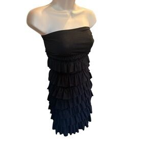 Y2K XOXO Tiered Black Ruffle Dress